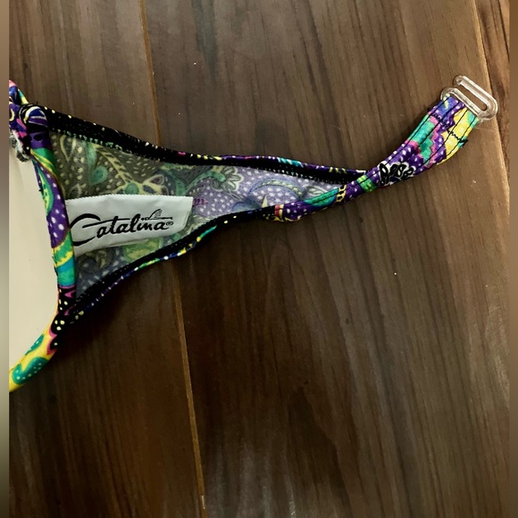 Vintage 80’s strapless psychedelic paisley pattern bikini top Catalina brand - Picture 2 of 3